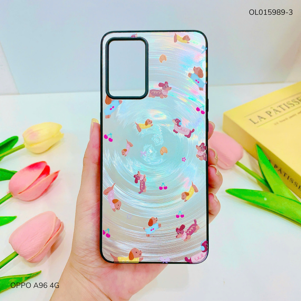 Ốp Oppo A96 4G vân sóng tròn viền đen