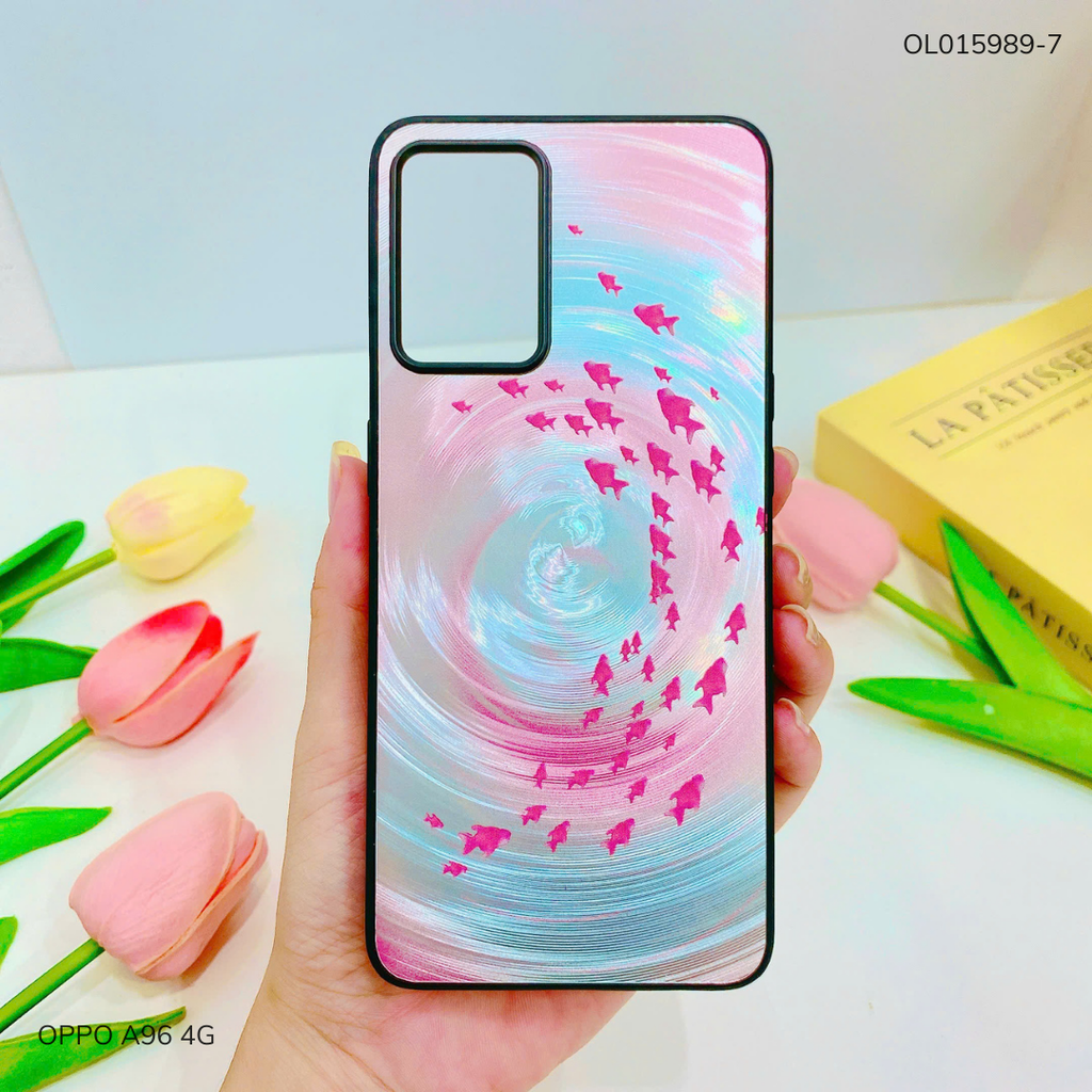 Ốp Oppo A96 4G vân sóng tròn viền đen