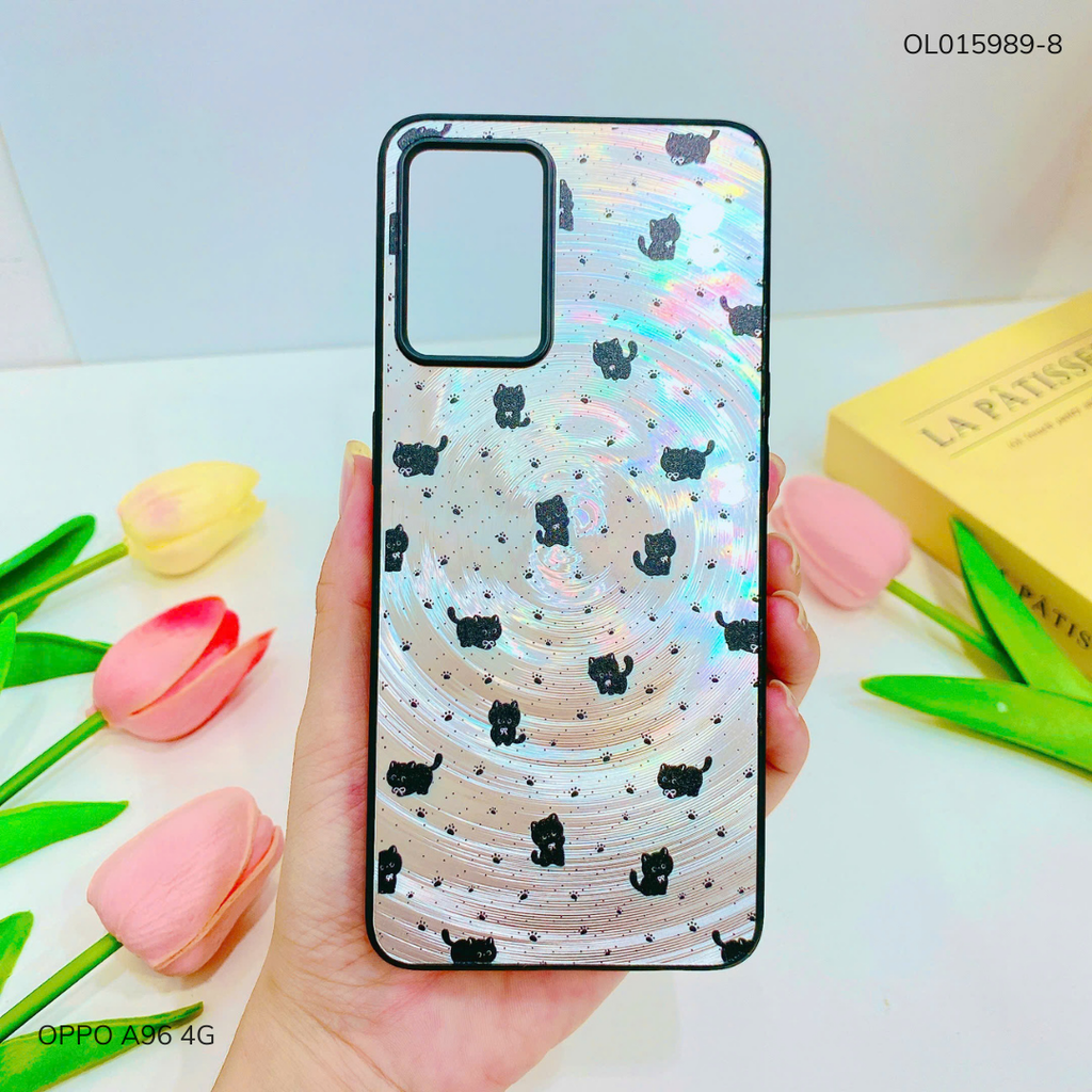 Ốp Oppo A96 4G vân sóng tròn viền đen