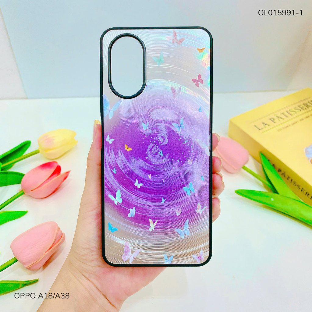 Ốp Oppo A18/A38 vân sóng tròn viền đen