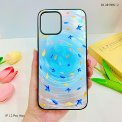 Ốp IP 12 Pro Max vân sóng tròn viền đen