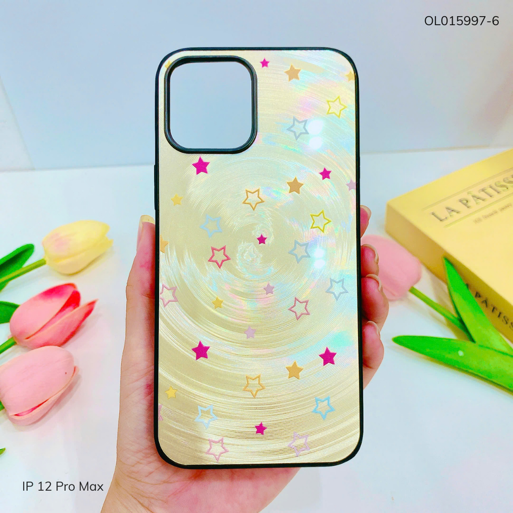 Ốp IP 12 Pro Max vân sóng tròn viền đen