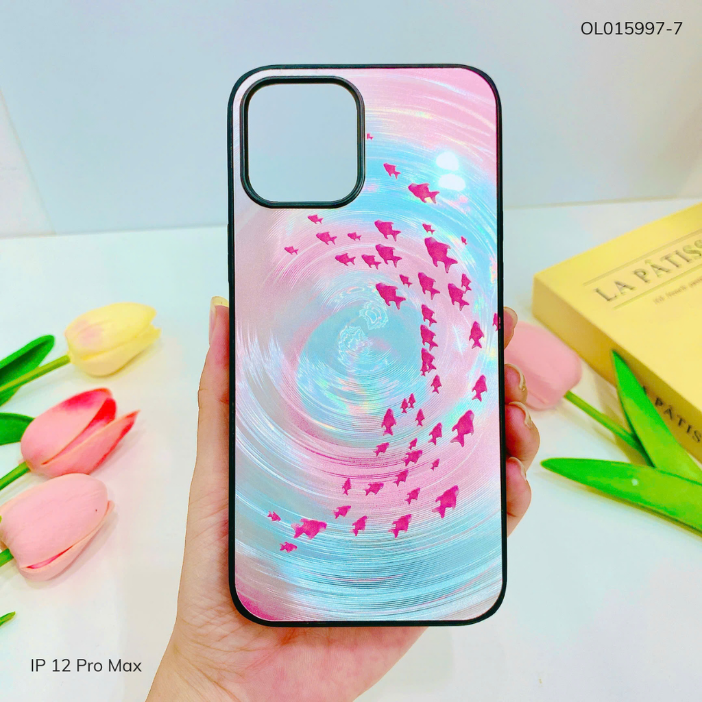 Ốp IP 12 Pro Max vân sóng tròn viền đen