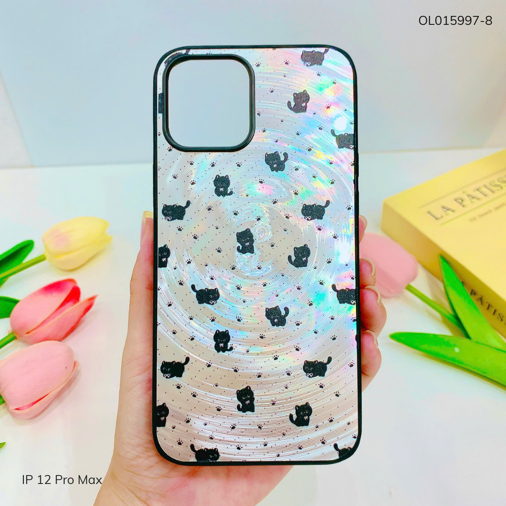 Ốp IP 12 Pro Max vân sóng tròn viền đen