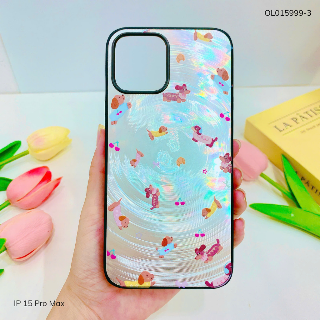 Ốp IP 15 Pro Max vân sóng tròn viền đen