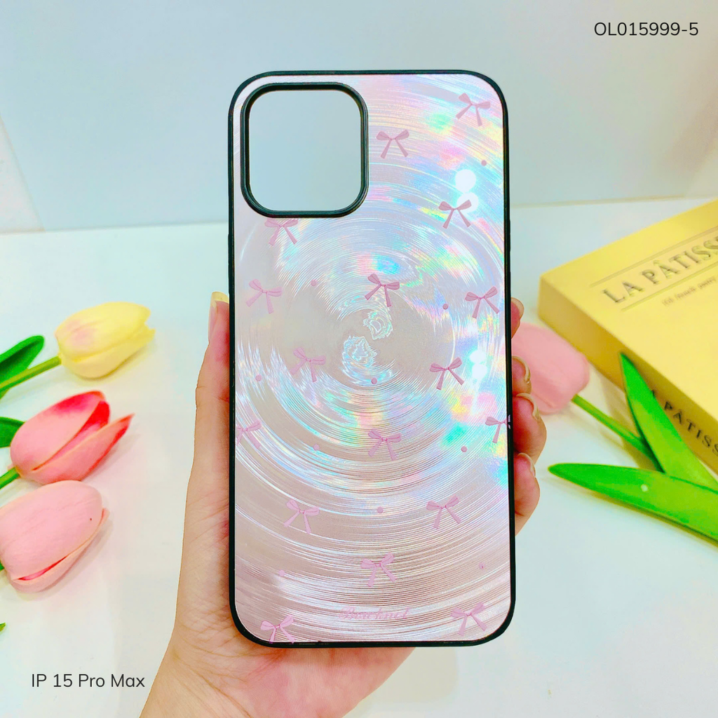 Ốp IP 15 Pro Max vân sóng tròn viền đen