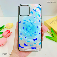 Ốp IP 15 Pro Max vân sóng tròn viền đen