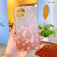 Ốp IP 13 6.1 vân ánh sóng nơ hồng Lovely