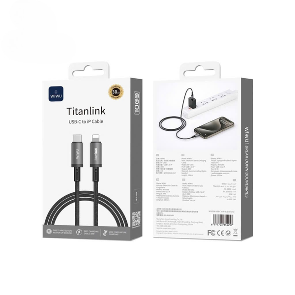Cáp Type C to Lightning Wiwu Titan Link 30W 1m