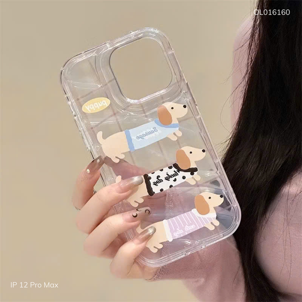 Ốp IP 12 Pro Max dẻo trong 3 cún kẻ ô