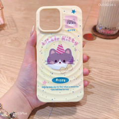 Ốp IP 14 Plus/15 Plus dẻo magsafe vân tròn Little Kitty