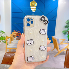 ** Ốp IP 11 6.1 nhũ đính Hello Kitty ngọc trai