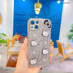 ** Ốp IP 13 6.1 nhũ đính Hello Kitty ngọc trai