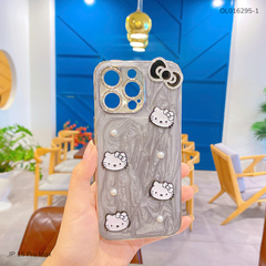 ** Ốp IP 15 Pro Max nhũ đính Hello Kitty ngọc trai