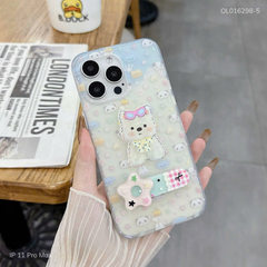 ** Ốp IP 11 Pro Max nhám đính cún kẹp giá đỡ