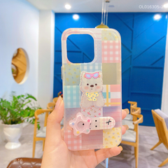 ** Ốp IP 16 6.1 nhám đính cún kẹp giá đỡ