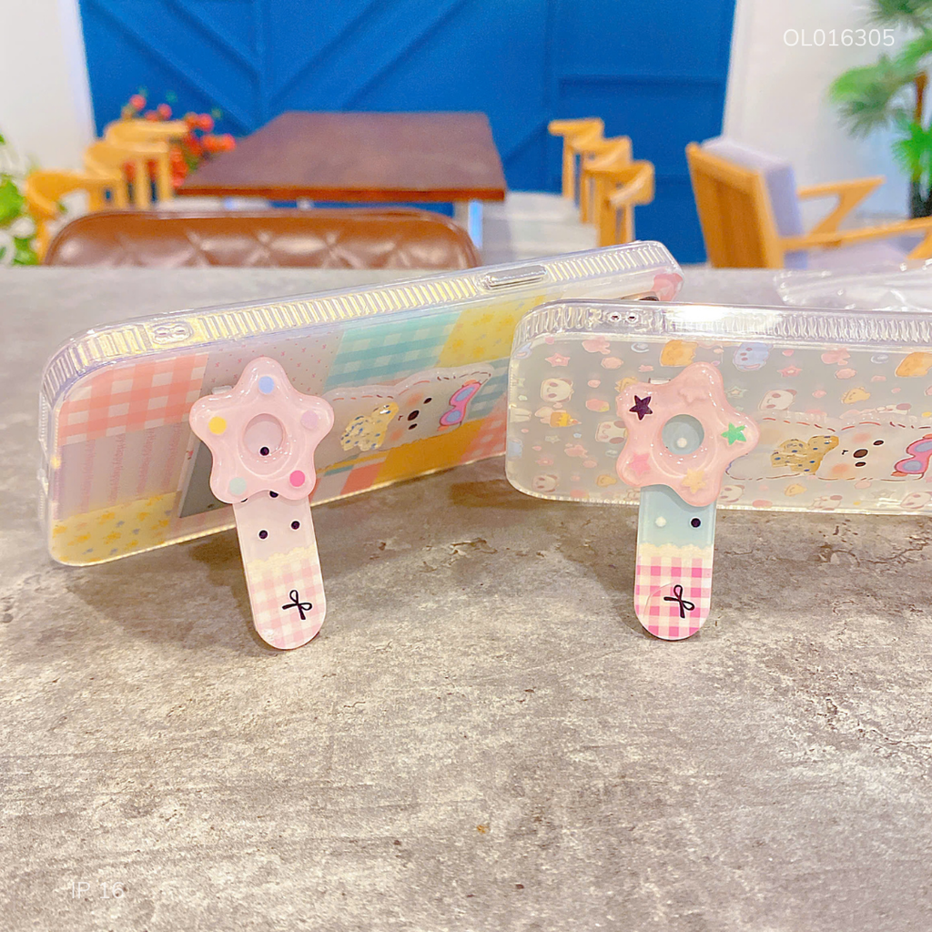 ** Ốp IP 16 6.1 nhám đính cún kẹp giá đỡ