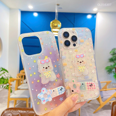 ** Ốp IP 16 Pro Max nhám đính cún kẹp giá đỡ