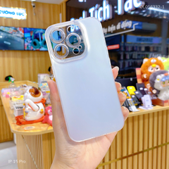 Ốp IP 15 Pro nhám bạc full màu