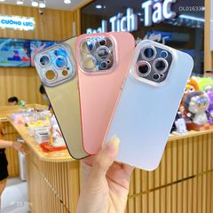 Ốp IP 15 Pro nhám bạc full màu