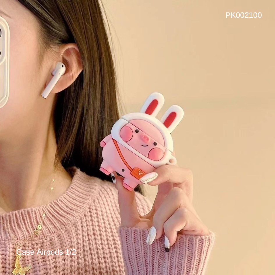 ** Case Airpods 1/2 Thỏ đeo túi