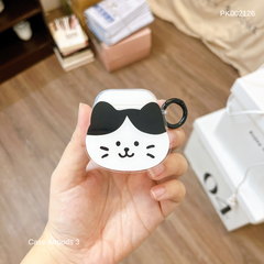 Case Airpods 3 dẻo trong mặt mèo trắng