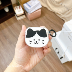 Case Airpods Pro dẻo trong mặt mèo trắng