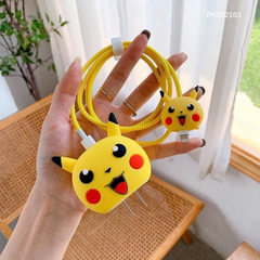 ** Combo bảo vệ cóc, cáp sạc và dây quấn Silicon Pikachu