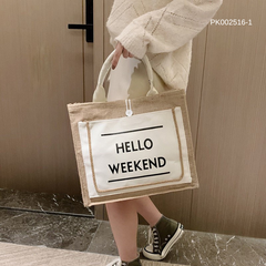 Túi cói đi biển, đi chơi Hello Weekend