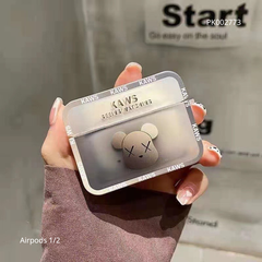 ** Case Airpods 1/2 chống sốc vuông hình Kaws Đen