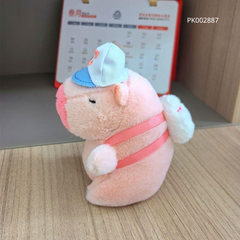 ** Móc khoá bông Capybara hồng đeo balo