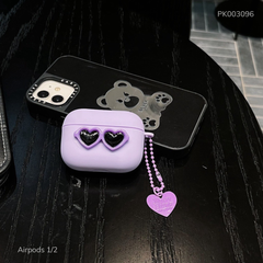 ** Case Airpods 1/2 dẻo tím đính mắt kính