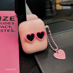 ** Case Airpods Pro dẻo hồng đính mắt kính
