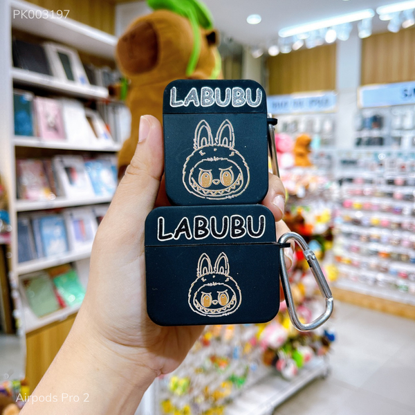 Case Airpods Pro 2 dẻo mặt Labubu nền đen