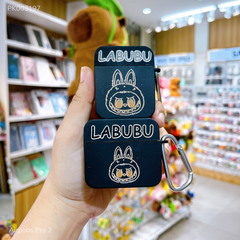 Case Airpods Pro 2 dẻo mặt Labubu nền đen
