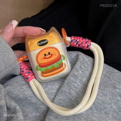 ** Case Airpods 1/2 dẻo Burger tai mèo kèm dây đeo