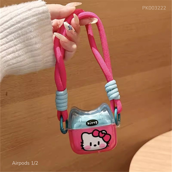 ** Case Airpods 1/2 dẻo Kitty tai mèo kèm dây đeo