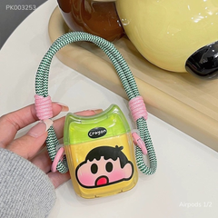 ** Case Airpods 1/2 dẻo Crayon tai mèo kèm dây đeo