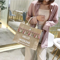 ** Túi cói đi biển, đi chơi Hello Weekend tua rua