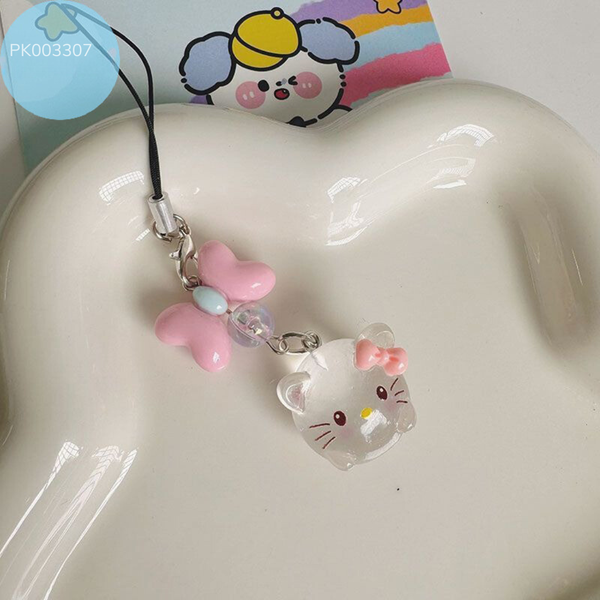 ** Dây đeo điện thoại Kitty chuỗi nơ
