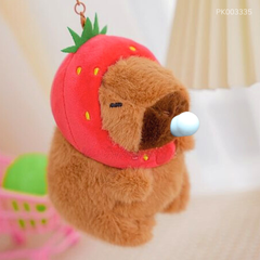 ** Móc khóa Capybara đội dâu thổi bong bóng
