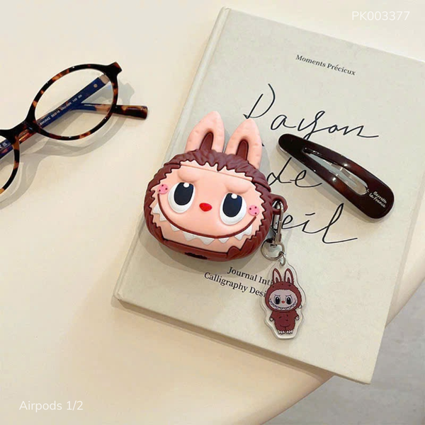 ** Case Airpods 1/2 mặt Labubu nâu