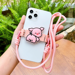 ** Dây đeo kèm móc cài ốp đính Heo hồng
