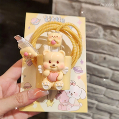 ** Combo bảo vệ cóc, cáp sạc và dây quấn Gấu vàng cánh tiên