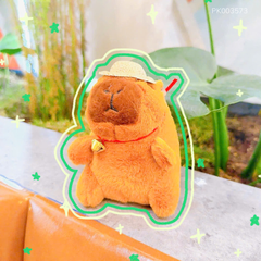 ** Móc khóa bông Capybara mũ rơm