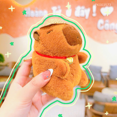 ** Móc khóa bông Capybara mũ rơm