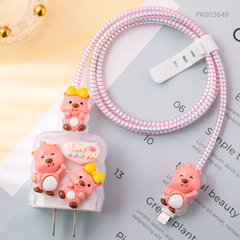 ** Combo bảo vệ cóc, cáp sạc và dây quấn đính 2 Loopy love you