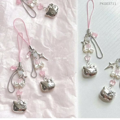 ** Dây đeo điện thoại Kitty bạc
