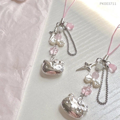 ** Dây đeo điện thoại Kitty bạc