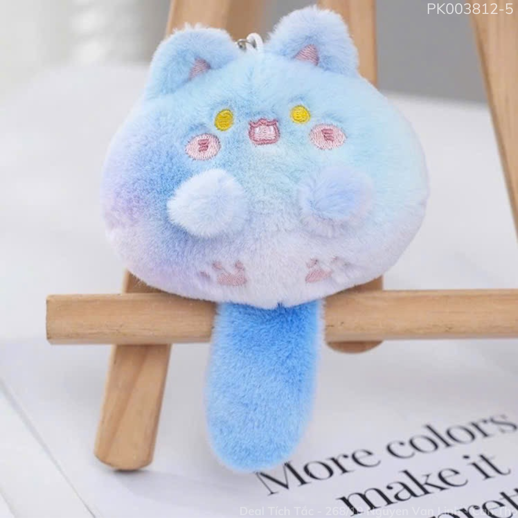 ** Móc khóa bông mèo bóp đuôi kêu